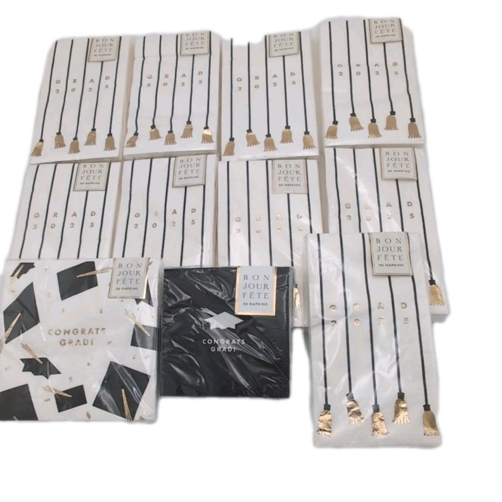 Bonjour Fete "Congrats Grad!" 80 Napkins, 5" Square (11 packs of 20 napkins)